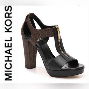 Michael Kors Black and Brown Platform Sandals